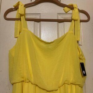 Bright Yellow 1X Summer Maxi Dress